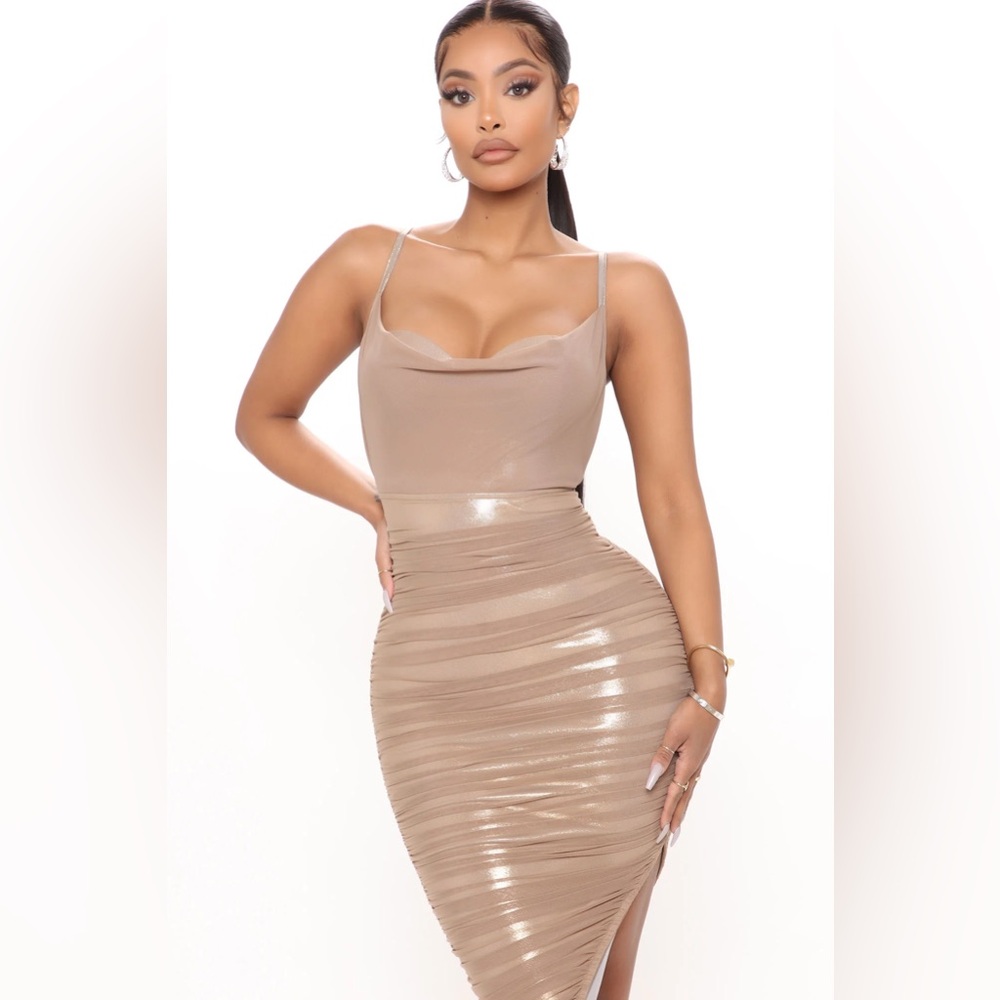 Sexy Tan Mesh Midi Dress - Fashion Nova